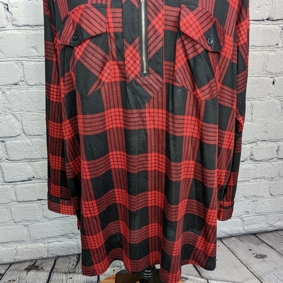 Me & U women's long sleeve 1/2 zip front check print top plus sz 3x pockets bb06 - Picture 7 of 11
